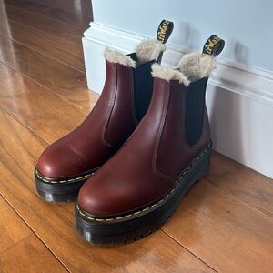 Brown fur lined Doc Martens